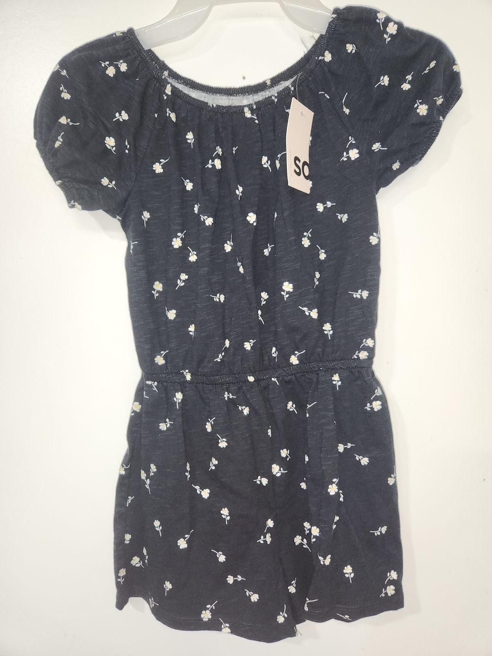 SO Black & White Floral Knit Romper Nwt